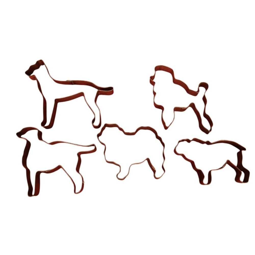 Martha By Mail‎ Copper 5 Vintage Dog-Shaped Metal Cookie Cutters Baking Crafts